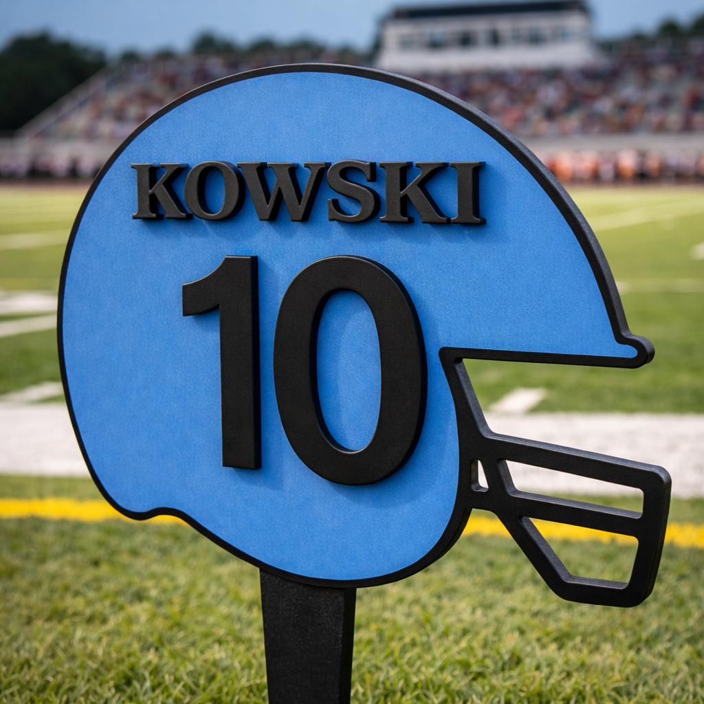 Football Helmet Yard Sign – Player Name