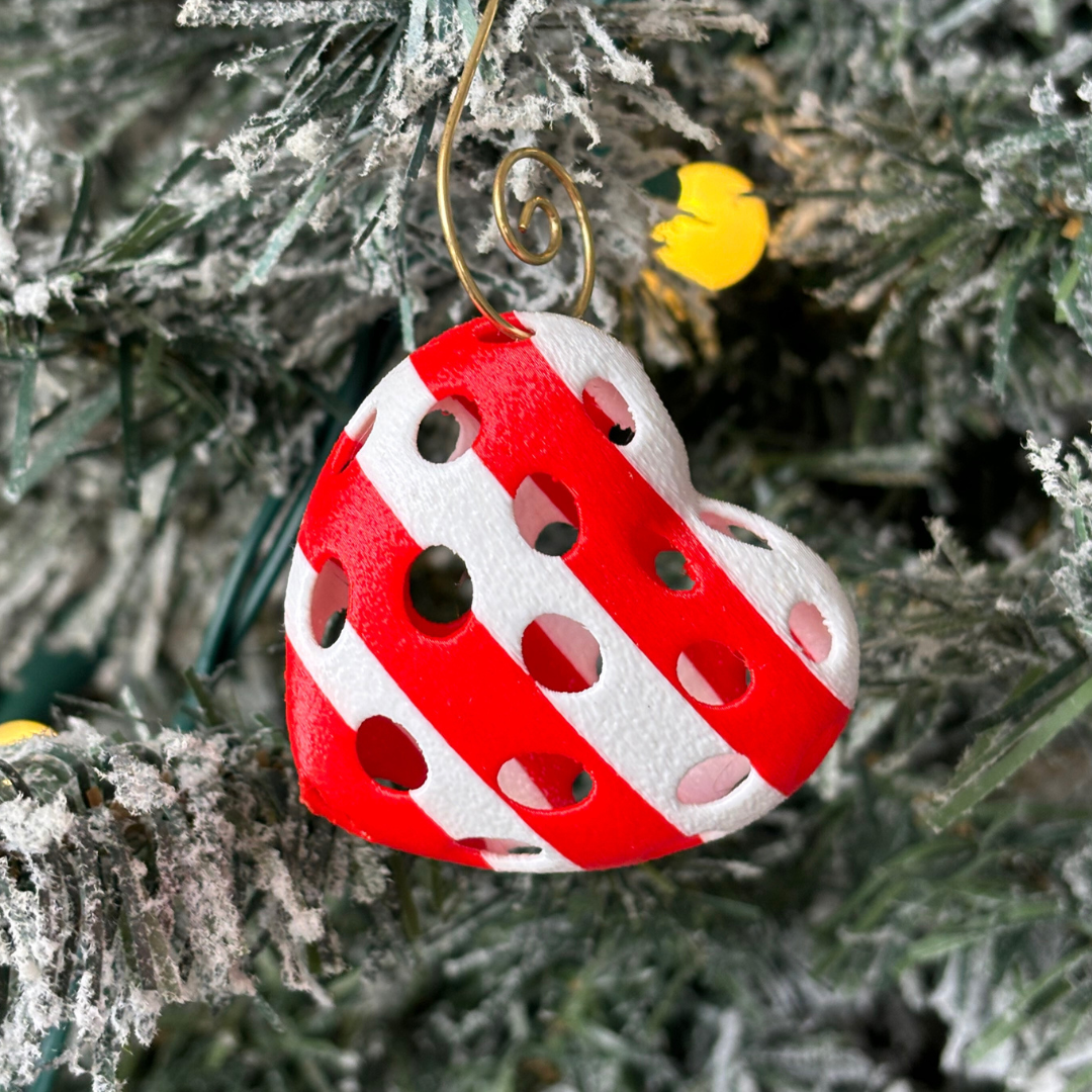 Mini Pickle-Hearts Ornaments, Christmas Ornaments, Christmas Decorations, Holiday, Sports Ornaments, Pickleball Gifts, Candy Cane, Christmas Gifts