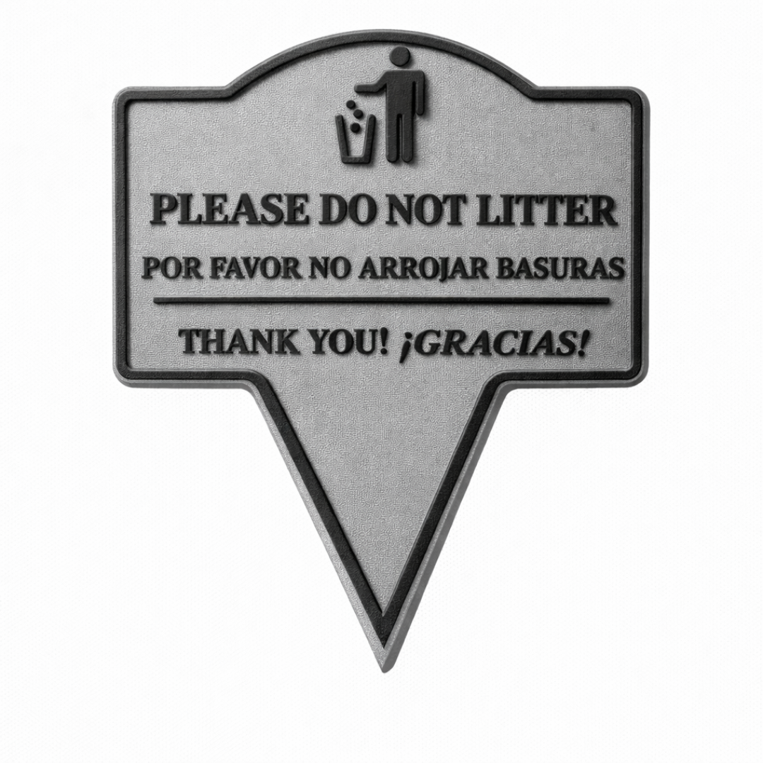 No Littering Yard Sign – Bilingual English Spanish