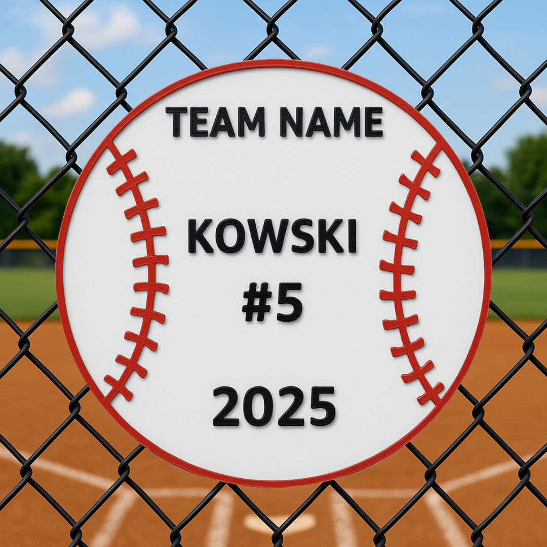 Custom Baseball Team Sign – 6"x6" or 11"x11", Easy Install, All-Surface Mount, All-Weather, Non-Rusting PETG, For Dugouts, Fields, or Rooms