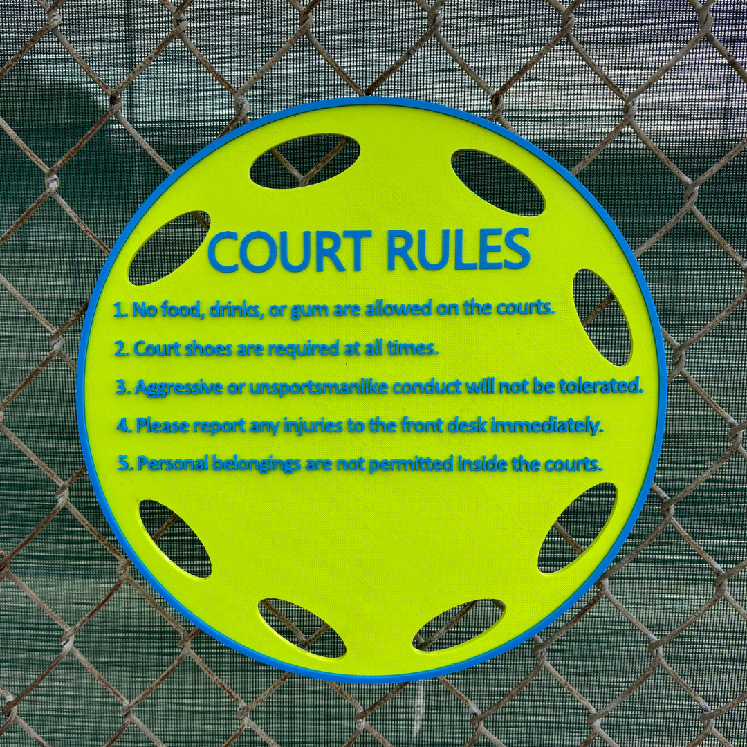 Court Rules Pickleball Custom Sign, Twist Connect Sign, Personalized, Facility, Supplies, Signs, Fence, Nets, Color Options, 3D PETG, 11''