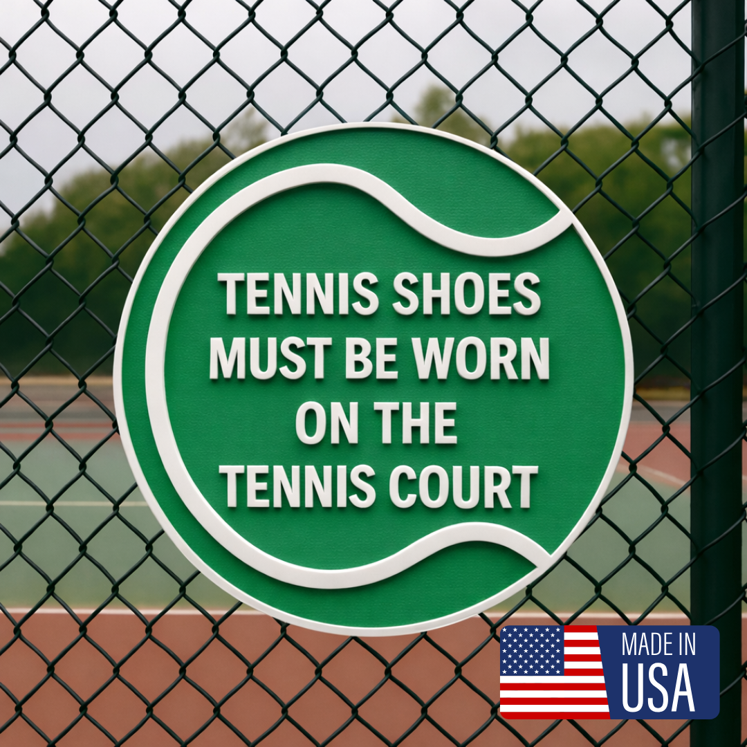 Tennis Court Shoes Required Sign