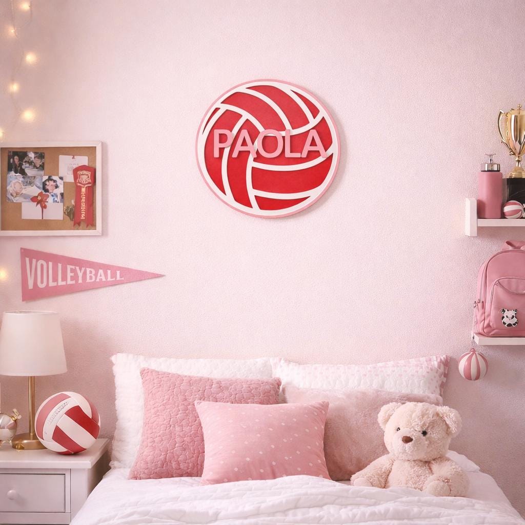 Custom Volleyball Name Sign – 6"x6" or 11"x11", Easy Install, All-Surface Mount, Indoor/Outdoor, Made in USA