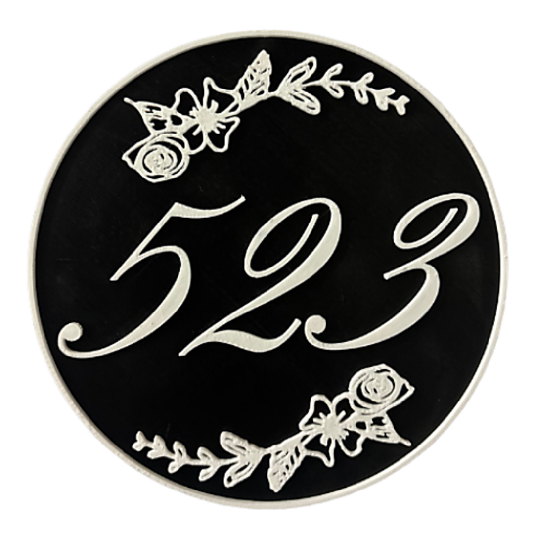 Custom Address Sign – 6"x6" or 8"x8", Round Floral House Numbers, Easy Install, All-Surface Mount, All-Weather, Non-Rusting PETG, For Home