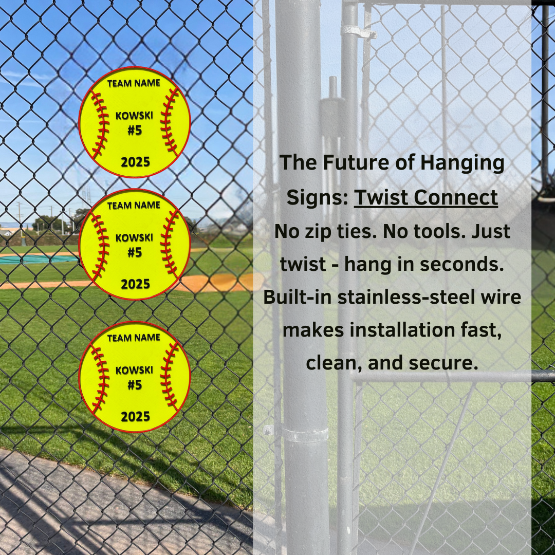 Custom Softball Team Sign – 6"x6" or 11"x11", Easy Install, All-Surface Mount, All-Weather, Non-Rusting PETG, For Dugouts, Fields, or Rooms