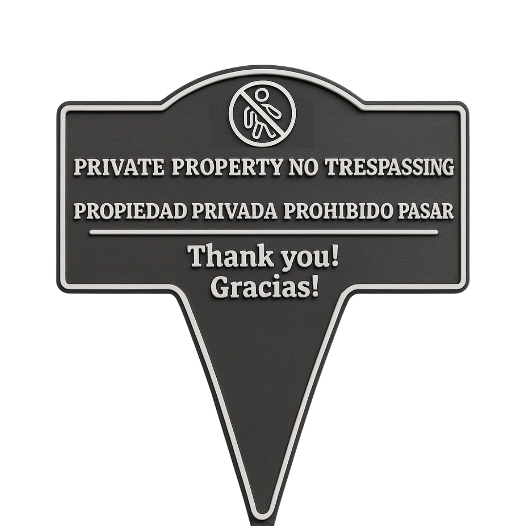 Private Property No Trespassing Sign – Bilingual Yard Stake