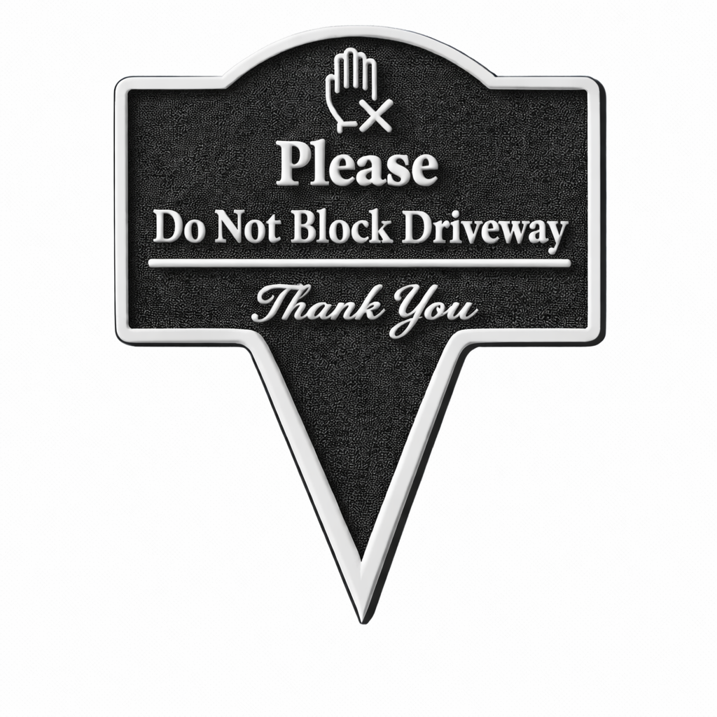 Please Do Not Block Driveway Yard Stake Sign- Easy Ground Install