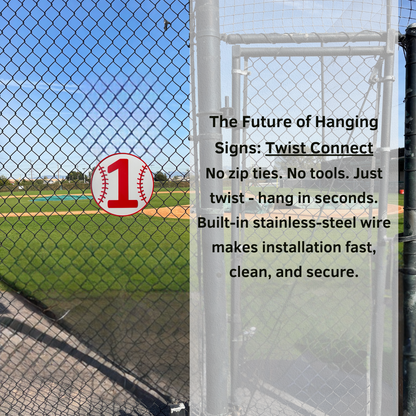 Baseball Field Number Sign – 6"x6", 11"x11", Easy Install, All-Surface Mount, All-Weather, Non-Rusting PETG, Perfect for Dugouts & Fields