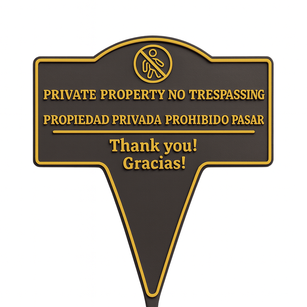 Private Property No Trespassing Sign – Bilingual Yard Stake