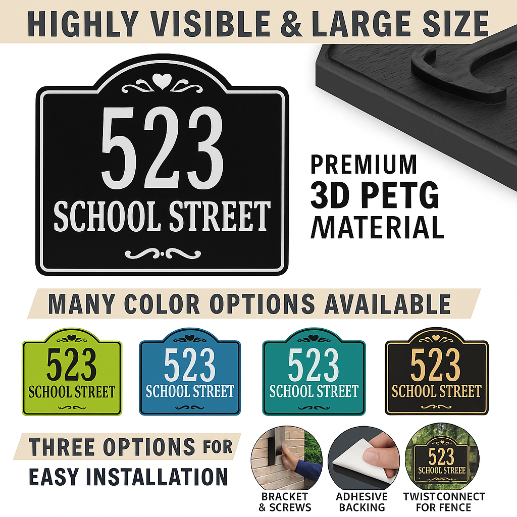 Custom House Address Sign – Classic Arch Design