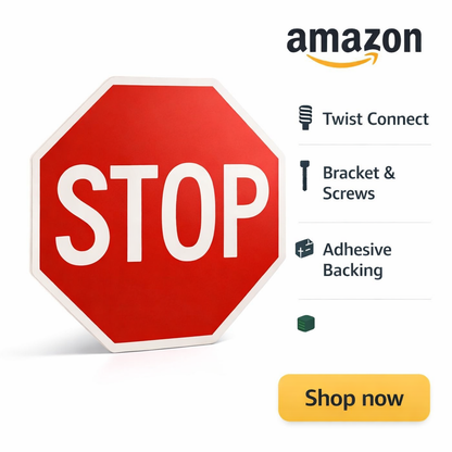Stop Sign – 11"x11", Easy Install, All-Surface Mount, Indoor/Outdoor, Made in USA