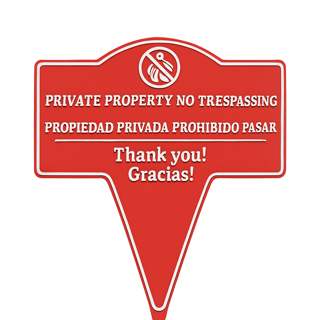 Private Property No Trespassing Sign – Bilingual Yard Stake