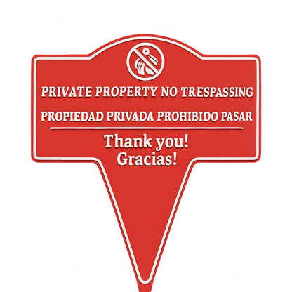 Private Property No Trespassing Sign – Bilingual Yard Stake