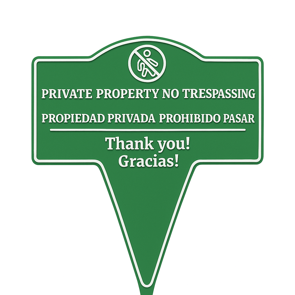 Private Property No Trespassing Sign – Bilingual Yard Stake