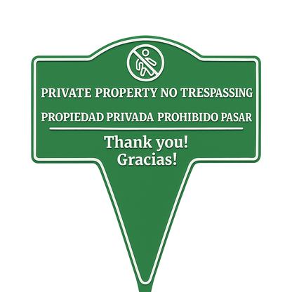 Private Property No Trespassing Sign – Bilingual Yard Stake
