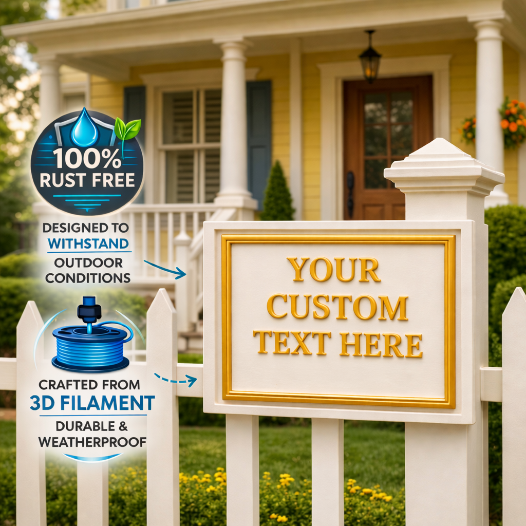 Custom Text Plaque Sign – Raised 3D PETG Plaque