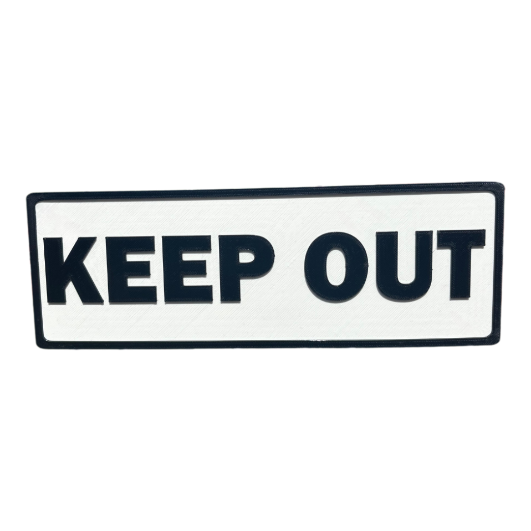 Keep Out Sign – 11"x4", Easy Install, All-Surface Mount, All-Weather, Non-Rusting PETG, For Private Property or Business Use, Made in USA