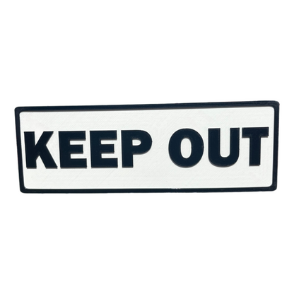 Keep Out Sign – 11"x4", Easy Install, All-Surface Mount, All-Weather, Non-Rusting PETG, For Private Property or Business Use, Made in USA
