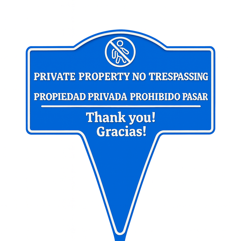Private Property No Trespassing Sign – Bilingual Yard Stake