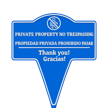 Private Property No Trespassing Sign – Bilingual Yard Stake