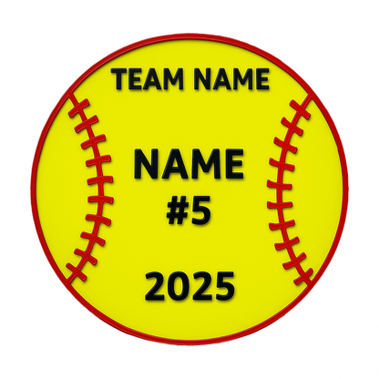 Custom Softball Team Sign – 6"x6" or 11"x11", Easy Install, All-Surface Mount, All-Weather, Non-Rusting PETG, For Dugouts, Fields, or Rooms