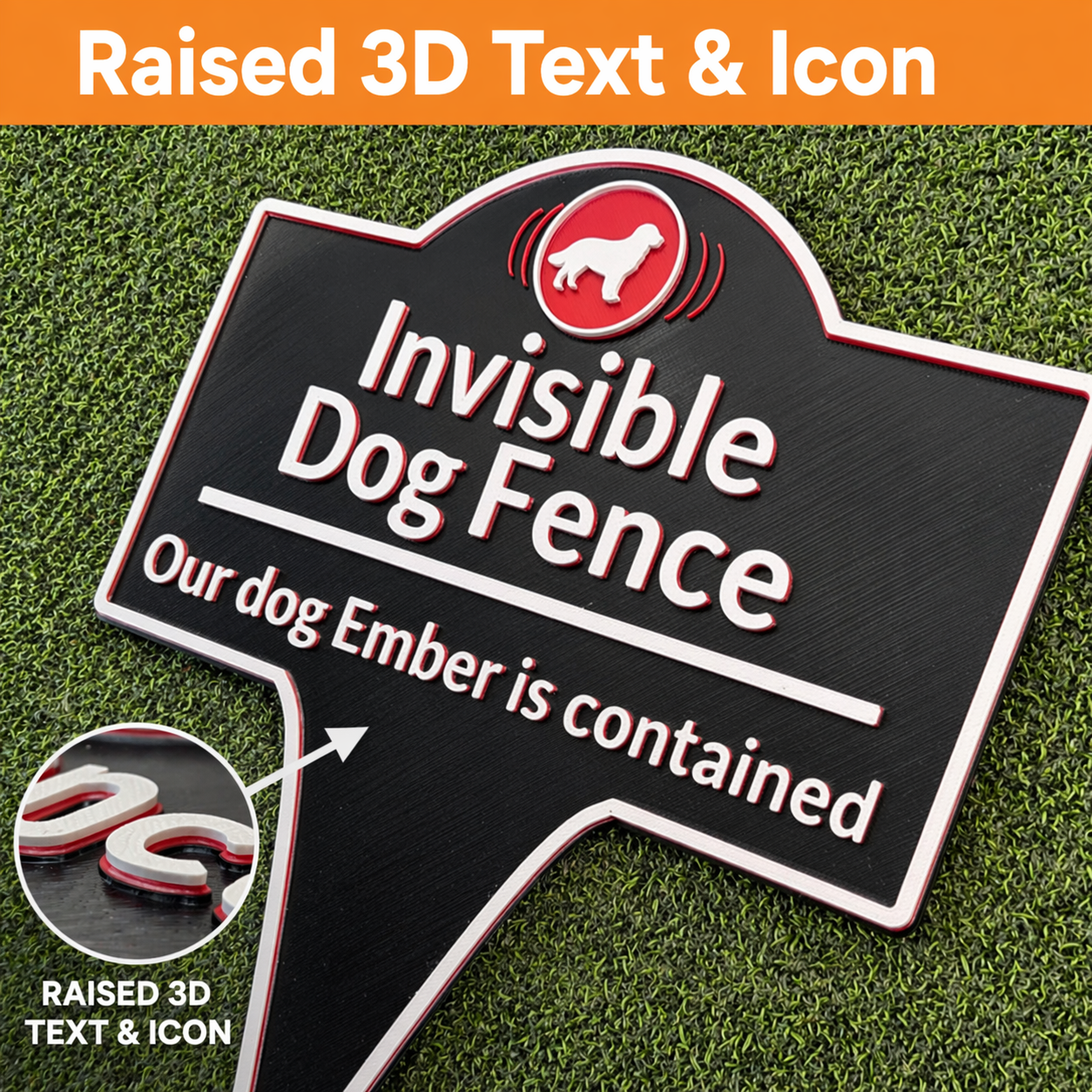 Custom Invisible Dog Fence Sign, Personalized Pet Contained Yard Sign, Outdoor Dog Warning Stake Sign, Weatherproof Garden Sign