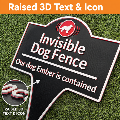 Custom Invisible Dog Fence Sign, Personalized Pet Contained Yard Sign, Outdoor Dog Warning Stake Sign, Weatherproof Garden Sign