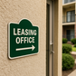 Leasing Office Right Arrow or Left Arrow –6"x6", 11"x11", Easy Install, All-Surface Mount, For Apartment Complex, Businesses, Reception Area
