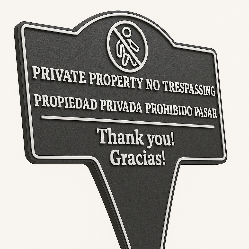 Private Property No Trespassing Sign – Bilingual Yard Stake