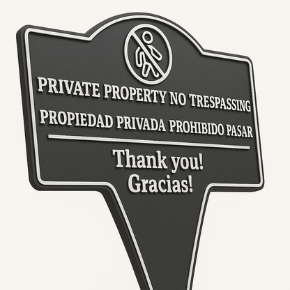 Private Property No Trespassing Sign – Bilingual Yard Stake