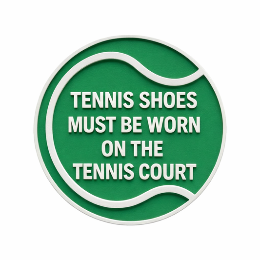 Tennis Court Shoes Required Sign