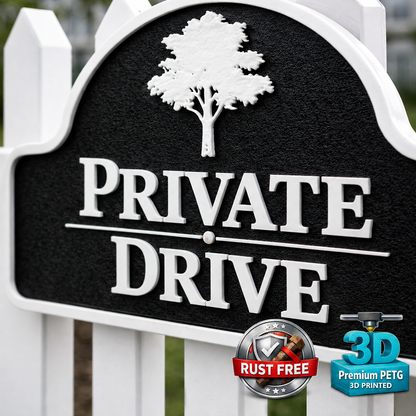 Private Drive Sign, Custom Driveway Sign, Weather Resistant 11x6 Address Plaque, Outdoor Wall Sign, Made in USA