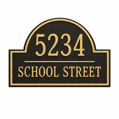 Custom Address Sign – Arched House Numbers, 12"x6", Easy Install, All-Surface Mount, Indoor/Outdoor, Made in USA