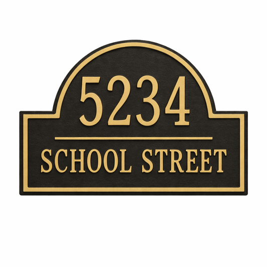 Custom Address Sign – Arched House Numbers, 12"x6", Easy Install, All-Surface Mount, Indoor/Outdoor, Made in USA