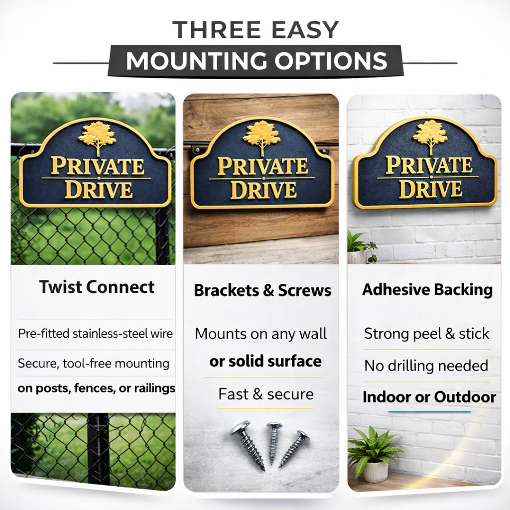 Private Drive Sign, Custom Driveway Sign, Weather Resistant 11x6 Address Plaque, Outdoor Wall Sign, Made in USA