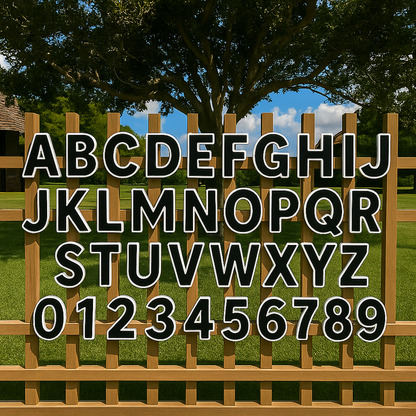 Black Letter Set for House Number & Business Signs – 3", 5″, 7″, 10″, Easy Install, All-Surface Mount, Weatherproof, Non-Rusting PETG