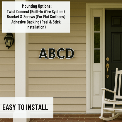 Black Letter Set for House Number & Business Signs – 3", 5″, 7″, 10″, Easy Install, All-Surface Mount, Weatherproof, Non-Rusting PETG