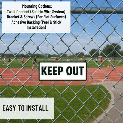 Keep Out Sign – 11"x4", Easy Install, All-Surface Mount, All-Weather, Non-Rusting PETG, For Private Property or Business Use, Made in USA