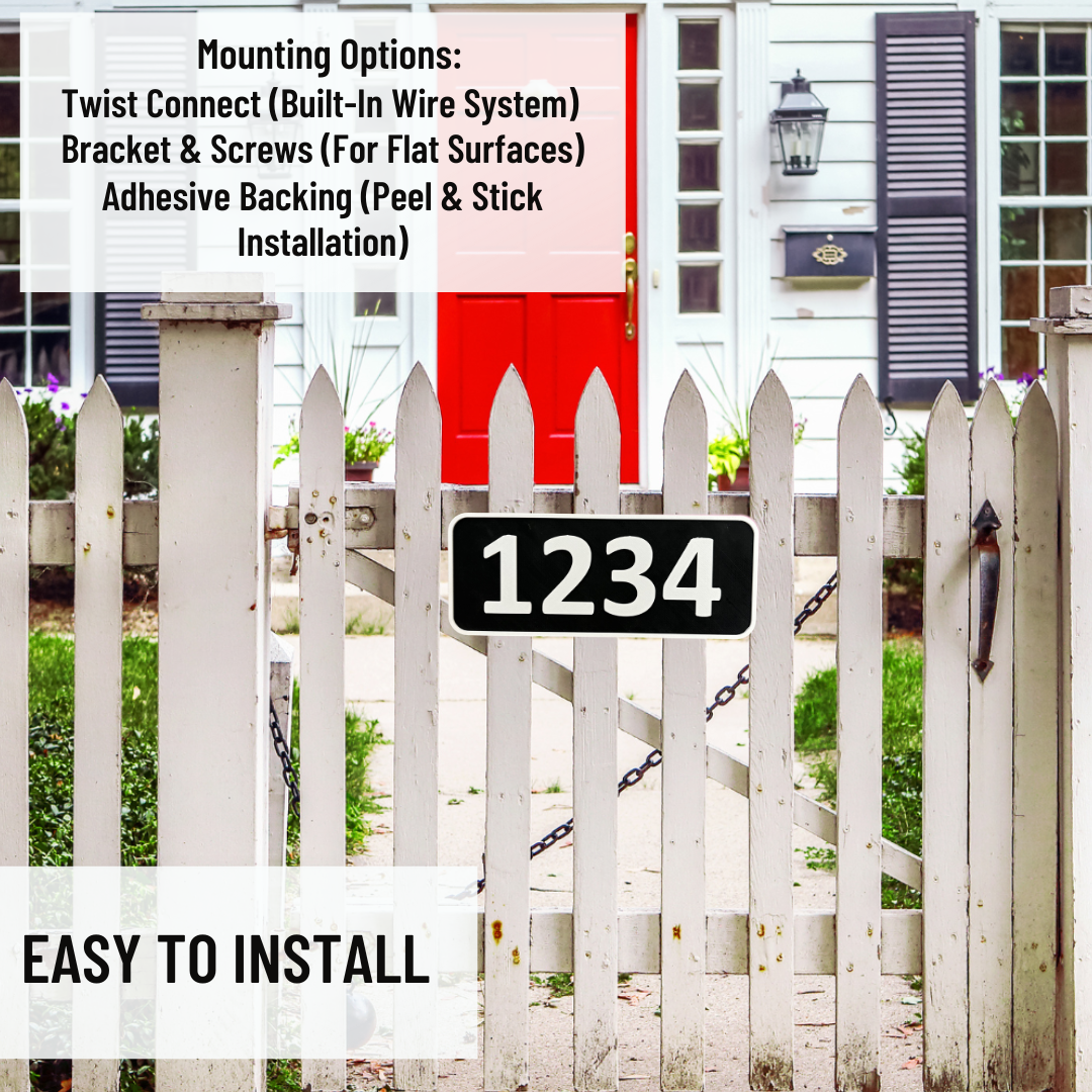 House Number Plaque – 4"x11", Address Numbers, Easy Install, All-Surface Mount, All-Weather, Non-Rusting PETG, For Home or Housewarming Gift