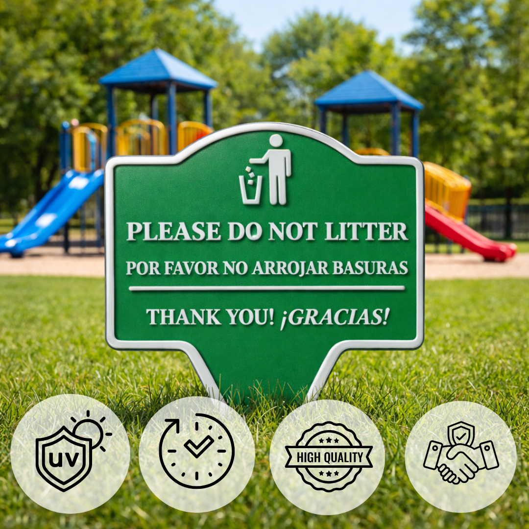 Custom No Littering Yard Sign – Outdoor Stake