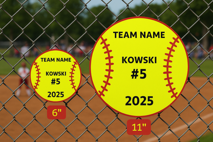 Custom Softball Team Sign – 6"x6" or 11"x11", Easy Install, All-Surface Mount, All-Weather, Non-Rusting PETG, For Dugouts, Fields, or Rooms