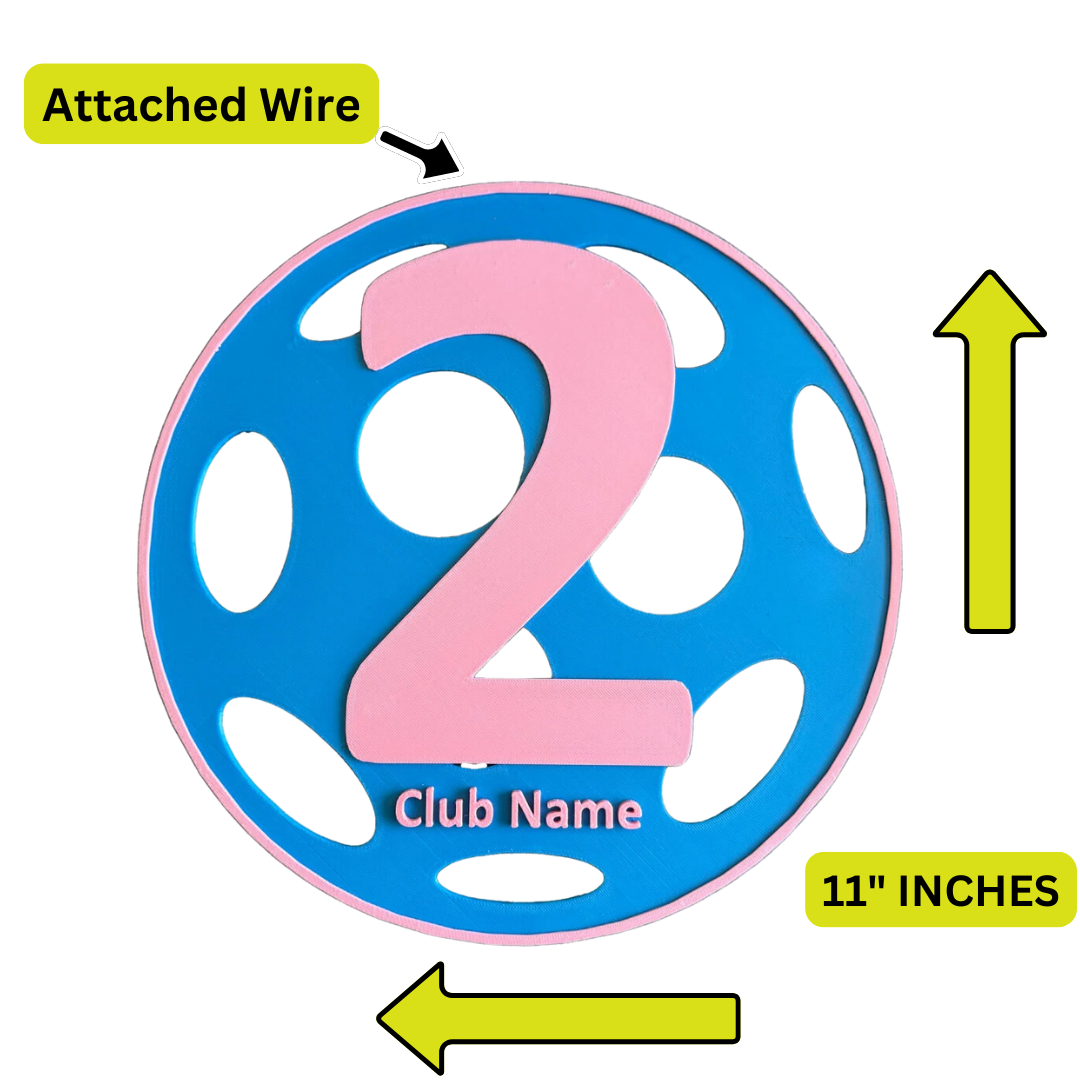 Custom Name Pickleball Court Number Markers, PETG, Signs, Twist Connect, High Visibility, Durable, Weather Resistant, Fence, Gates, & Nets