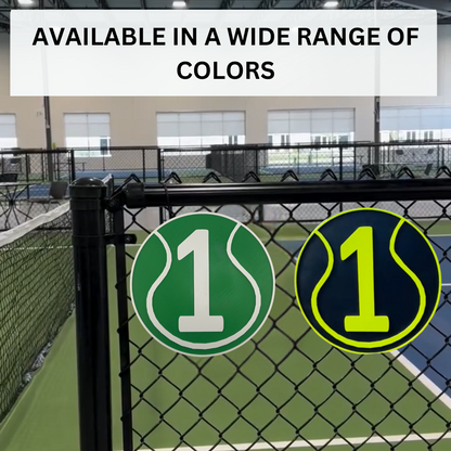 Tennis Court Number Marker – 6"x6" or 11"x11", Easy Install, All-Surface Mount, All-Weather, Non-Rusting PETG, For Facility or Club
