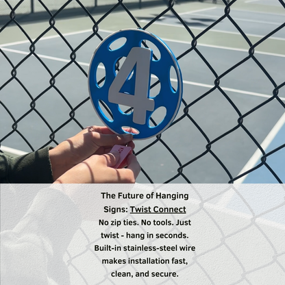 Pickleball Court Number Marker – 6"x6" or 11"x11", Easy Install, All-Surface Mount, All-Weather, Non-Rusting PETG, For Facility or Club