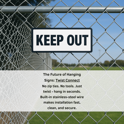 Keep Out Sign – 11"x4", Easy Install, All-Surface Mount, All-Weather, Non-Rusting PETG, For Private Property or Business Use, Made in USA