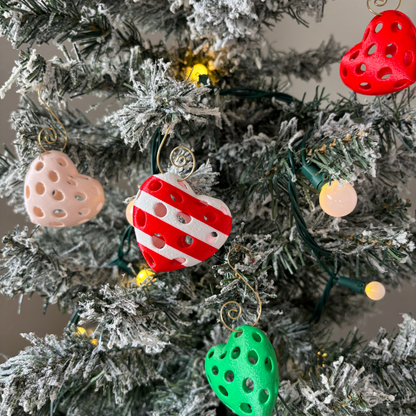 Mini Pickle-Hearts Ornaments, Christmas Ornaments, Christmas Decorations, Holiday, Sports Ornaments, Pickleball Gifts, Candy Cane, Christmas Gifts