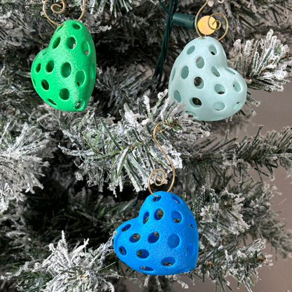 Mini Pickle-Hearts Ornaments, Christmas Ornaments, Christmas Decorations, Holiday, Sports Ornaments, Pickleball Gifts, Candy Cane, Christmas Gifts