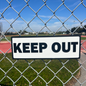 Keep Out Sign – 11"x4", Easy Install, All-Surface Mount, All-Weather, Non-Rusting PETG, For Private Property or Business Use, Made in USA