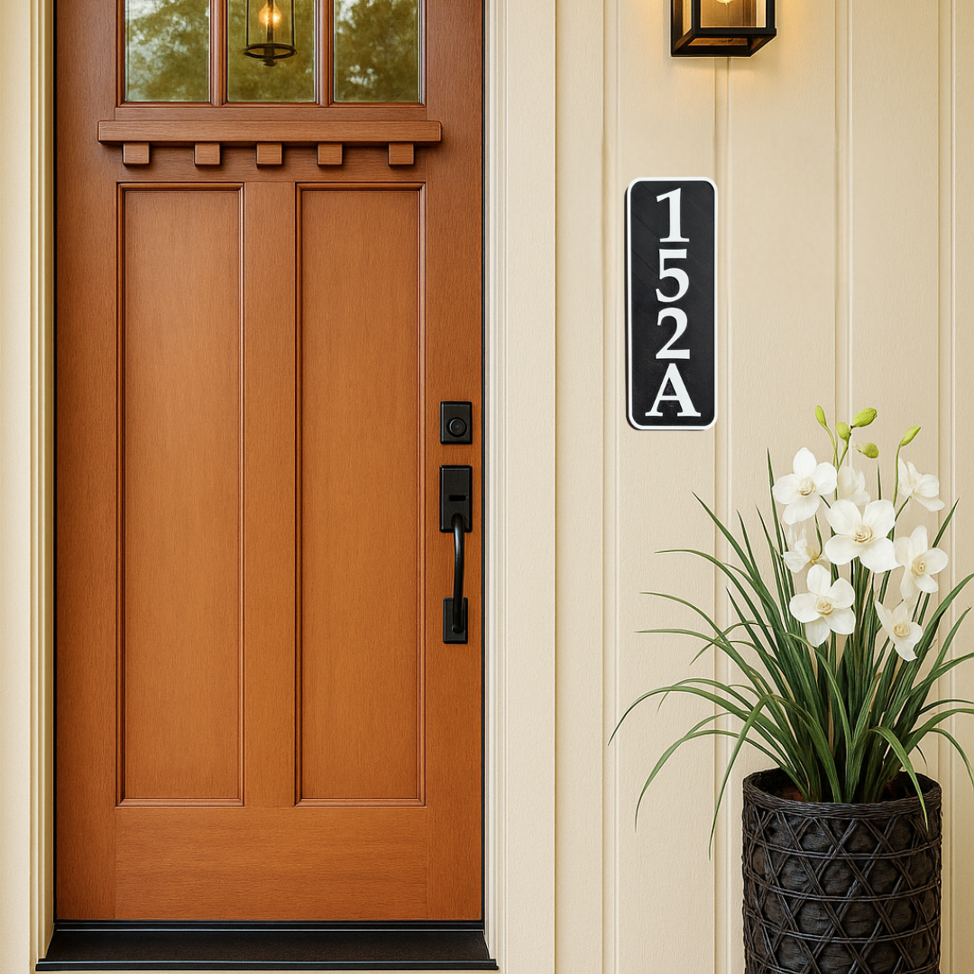 House Number Plaque – 4"x11", Address Numbers, Easy Install, All-Surface Mount, All-Weather, Non-Rusting PETG, For Home or Housewarming Gift
