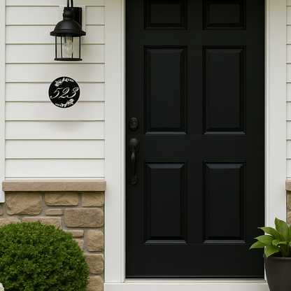 Custom Address Sign – 6"x6" or 8"x8", Round Floral House Numbers, Easy Install, All-Surface Mount, All-Weather, Non-Rusting PETG, For Home